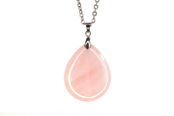 Rose Quartz Tear Pendant Natural Gemstone Necklace Healing Stone Chakra