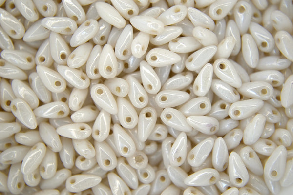 10g Mini Dagger Czech Glass Beads Size 2.5x6mm Luster Opaque White
