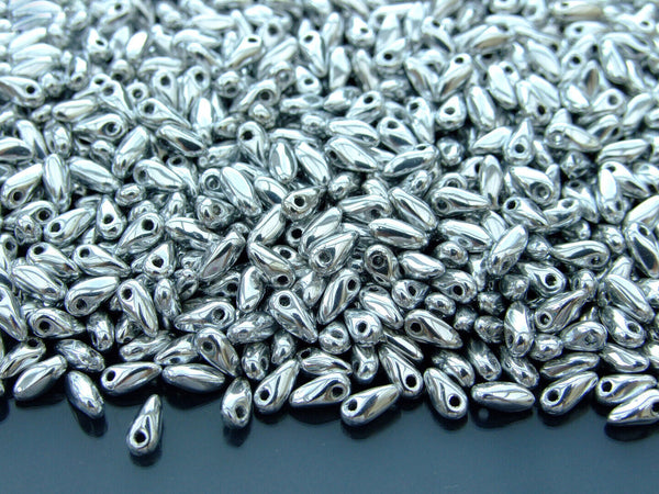 10g Mini Dagger Czech Glass Beads Size 2.5x6mm Silver