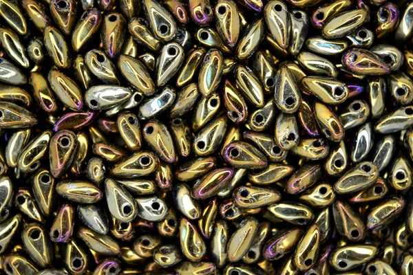 10g Mini Dagger Czech Glass Beads Size 2.5x6mm Iris Brown