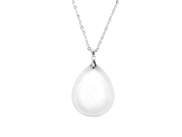 Clear Quartz Tear Drop Pendant Necklace Natural Gemstone 50cm Chain Chakra Reiki