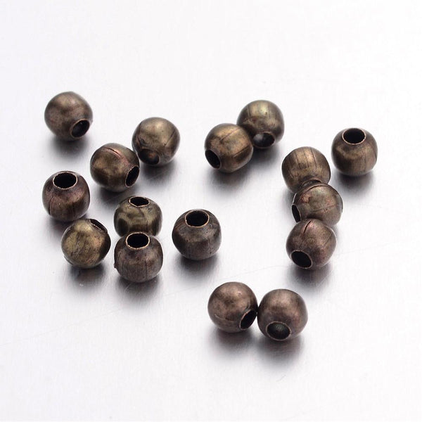 400x Iron 4mm Round Spacer Beads Antique Bronze Beadacious