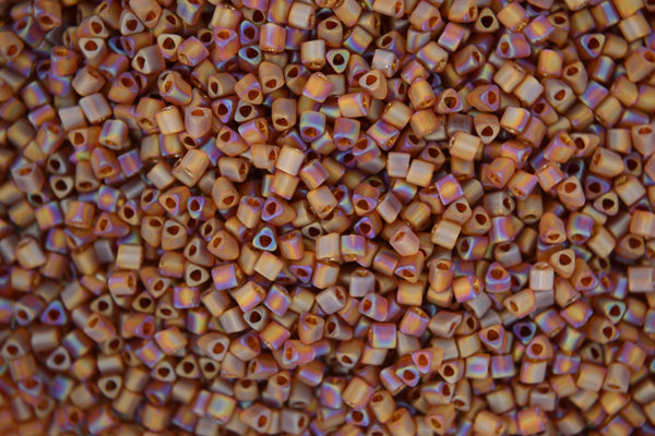 10g TOHO 11/0 Triangle Japanese Seed Beads 2mm 177F Transparent Frosted Smoky Topaz Rainbow