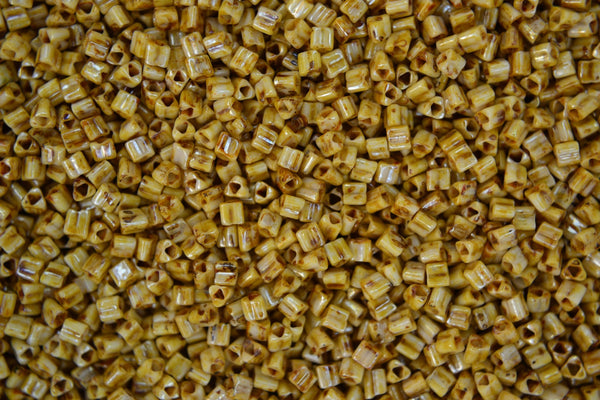 10g TOHO 11/0 Triangle Japanese Seed Beads 2mm Y181 HYBRID Opaque Luster Picasso