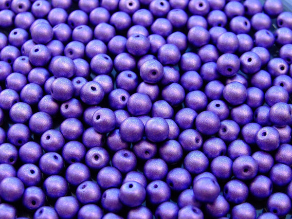 40x Top Hole Round Czech Beads 6mm Color Trends Satin Metallic Orchid Beadacious