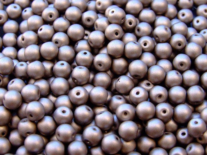 40x Top Hole Round Czech Beads 6mm Color Trends Satin Metallic Sand Beadacious