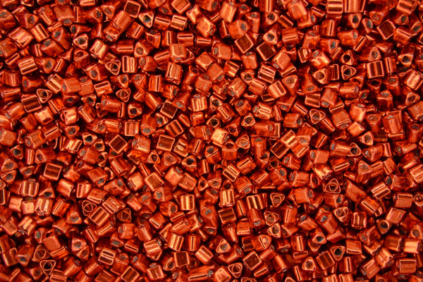 10g TOHO 11/0 Triangle Japanese Seed Beads 2mm 562 Galvanized Saffron