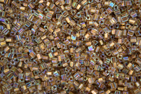 10g TOHO 11/0 Triangle Japanese Seed Beads 2mm 994 Gold Lined Crystal Rainbow