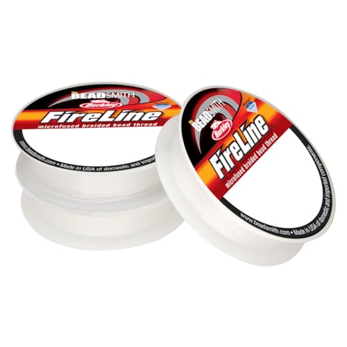 BeadSmith FireLine Stringing Thread Braided Wire Crystal Clear 3 Pack .005in / .12mm .006in / .15mm .007in / .17mm 15 yards (13.72m)