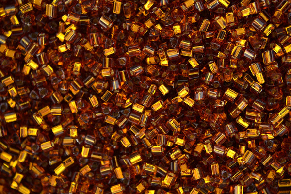 10g TOHO 11/0 Triangle Japanese Seed Beads 2mm 34 Silver Lined Smoky Topaz