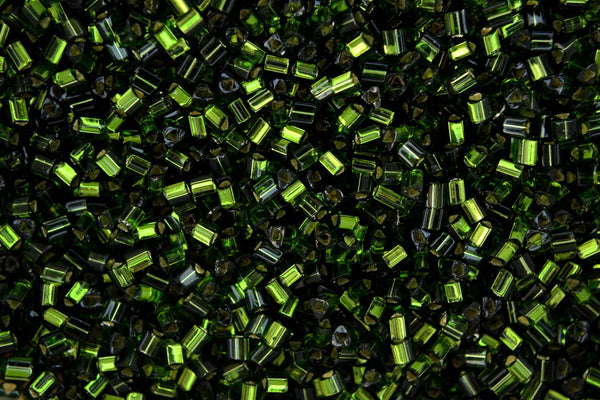 10g TOHO 11/0 Triangle Japanese Seed Beads 2mm 37 Silver Lined Olivine