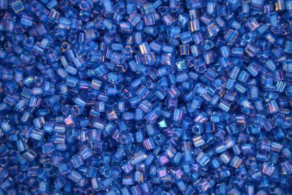 10g TOHO 11/0 Triangle Japanese Seed Beads 2mm 309 Inside Color Light Sapphire/Opaque Blue