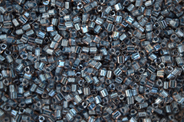 10g TOHO 11/0 Triangle Japanese Seed Beads 2mm 288 Inside Color Blue Lined/Crystal