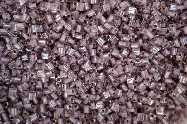 10g TOHO 11/0 Triangle Japanese Seed Beads 2mm 353 Inside Color Crystal/Lavender Lined