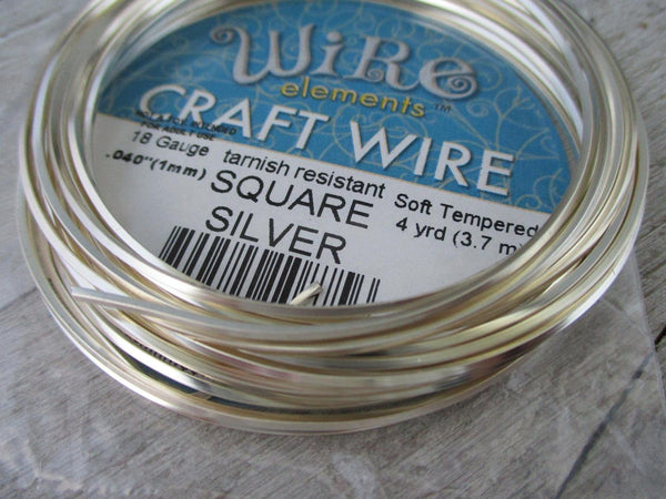 Beadsmith 18 Gauge Silver Plated Copper Craft Wire Square 4 Yard