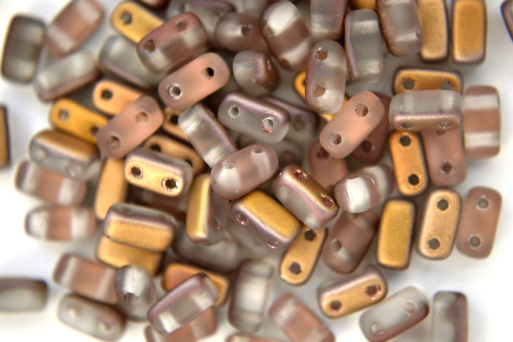 50x CzechMates Bricks Czech Beads 3x6mm Matte Apollo Gold Beadacious