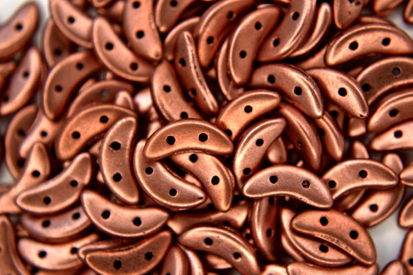 50x CzechMates Crescent Czech Beads 3x10mm Matte Metallic Bronze Copper Beadacious