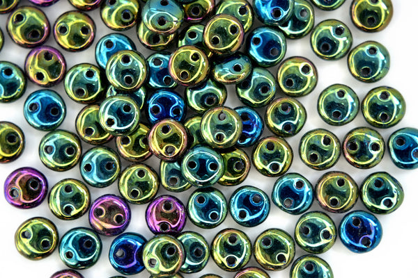 50x CzechMates Lentil Czech Beads 6mm Iris Green Beadacious