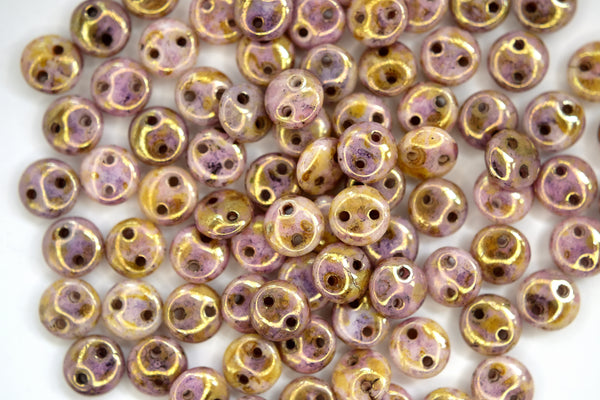 50x CzechMates Lentil Czech Beads 6mm Luster Opaque Gold Smoky Topaz Beadacious