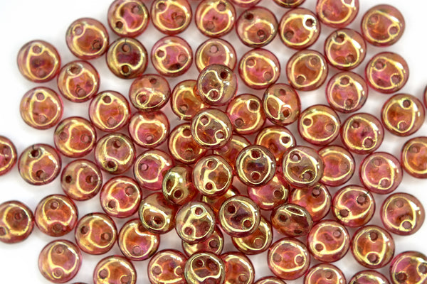 50x CzechMates Lentil Czech Beads 6mm Luster Rose Gold Topaz Beadacious