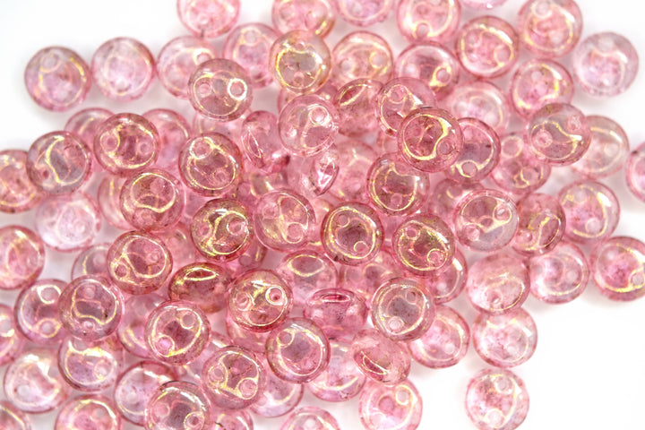 50x CzechMates Lentil Czech Beads 6mm Luster Transparent Topaz Pink Beadacious