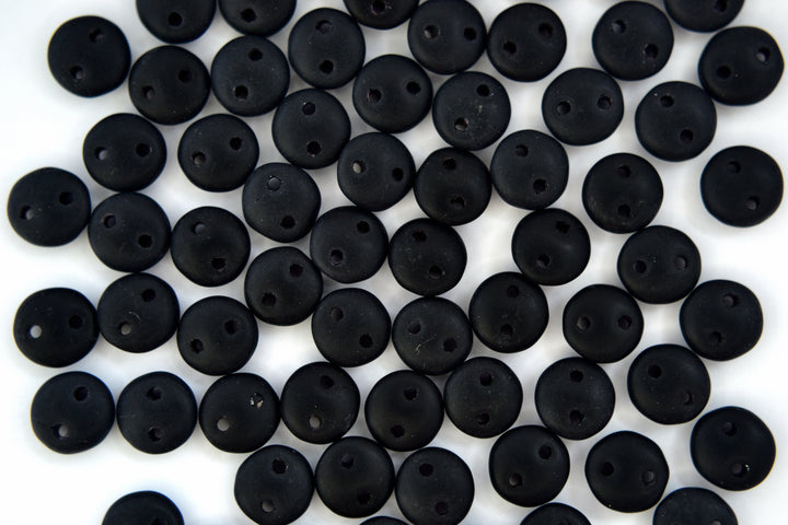 50x CzechMates Lentil Czech Beads 6mm Matte Jet Beadacious