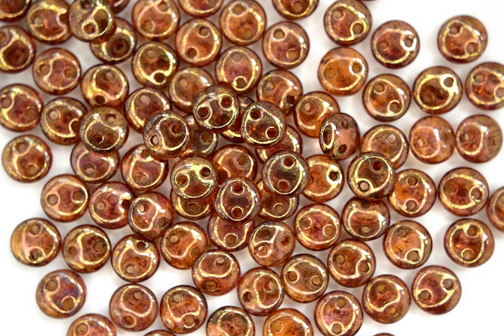 50x CzechMates Lentil Czech Beads 6mm Milky Pink Bronze Picasso Beadacious