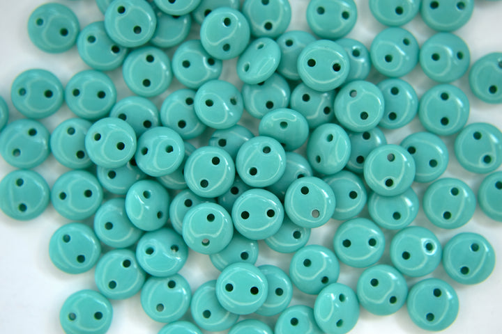 50x CzechMates Lentil Czech Beads 6mm Opaque Turquoise Beadacious