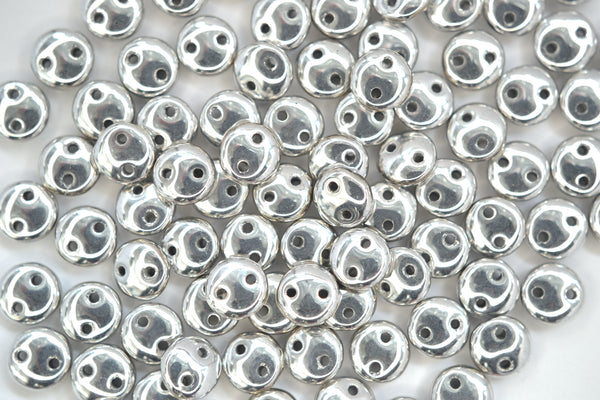 50x CzechMates Lentil Czech Beads 6mm Silver Beadacious