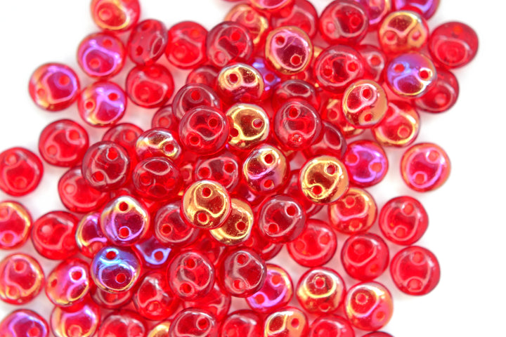 50x CzechMates Lentil Czech Beads 6mm Twilight Siam Ruby Beadacious