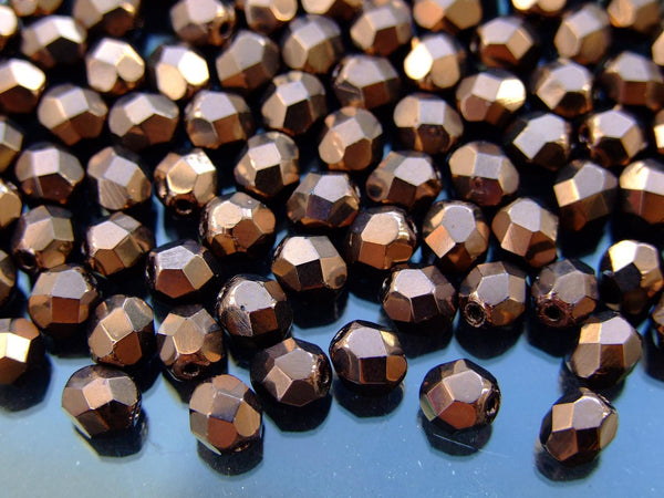 50x Fire Polished 6mm Czech Seed Beads Bronze Beadacious