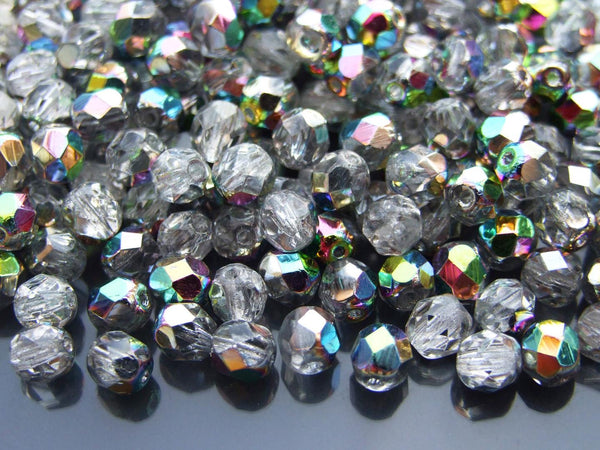 50x Fire Polished 6mm Czech Seed Beads Crystal Vitral Beadacious