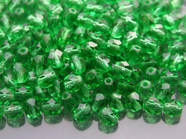 50x Fire Polished 6mm Czech Seed Beads Green Beadacious