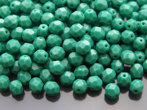 50x Fire Polished 6mm Czech Seed Beads Green Turquoise Beadacious