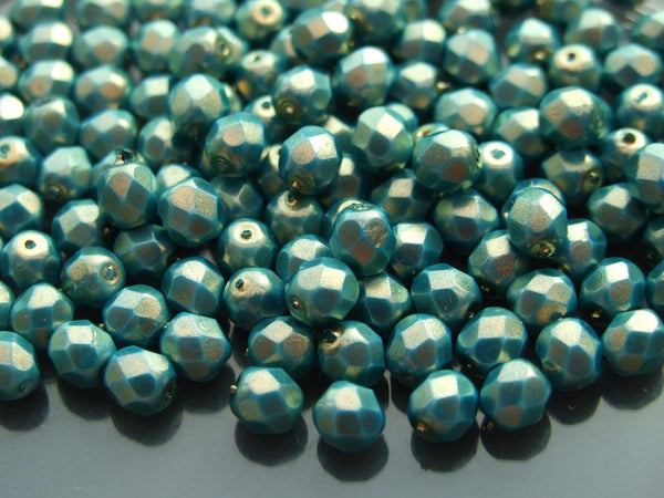 50x Fire Polished 6mm Czech Seed Beads Halo Ethereal Azurite Beadacious