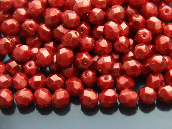 50x Fire Polished 6mm Czech Seed Beads Halo Ethereal Cardinal Beadacious