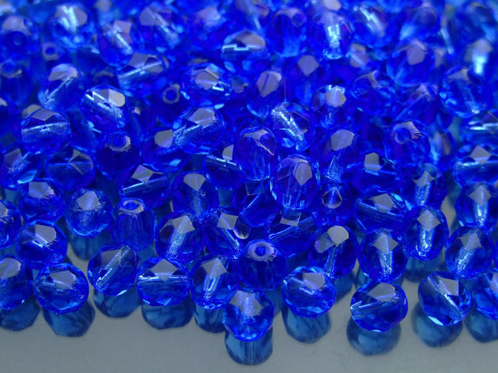 50x Fire Polished 6mm Czech Seed Beads Sapphire Beadacious