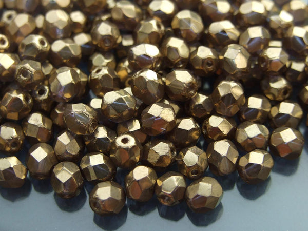 50x Fire Polished 6mm Czech Seed Beads Transparent Bronze Beadacious