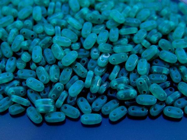 5g CzechMates Bar Czech Beads 3x6mm Alabaster Malachite Green Beadacious