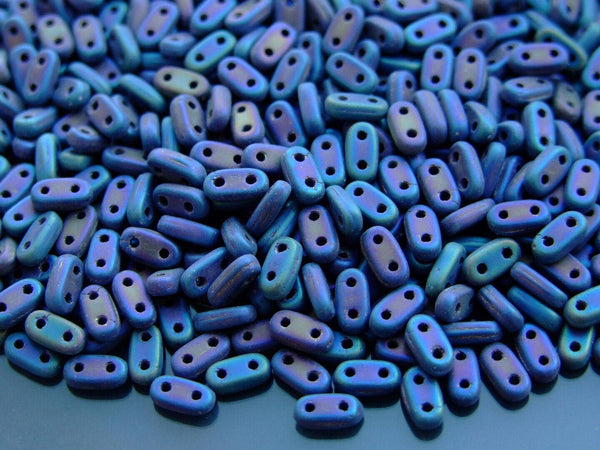 5g CzechMates Bar Czech Beads 3x6mm Matte Iris Blue Beadacious