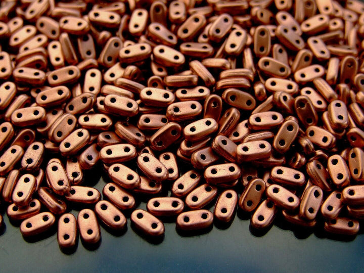 5g CzechMates Bar Czech Beads 3x6mm Matte Metallic Copper Beadacious