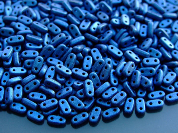 5g CzechMates Bar Czech Beads 3x6mm Metallic Suede Blue Beadacious