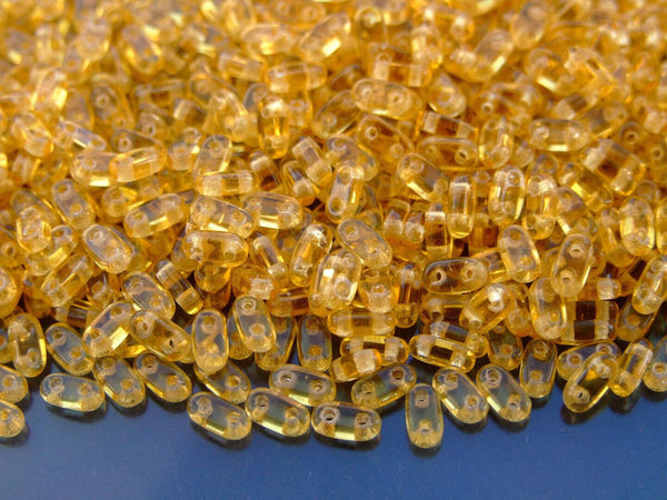 5g CzechMates Bar Czech Beads 3x6mm Transparent Medium Topaz Beadacious