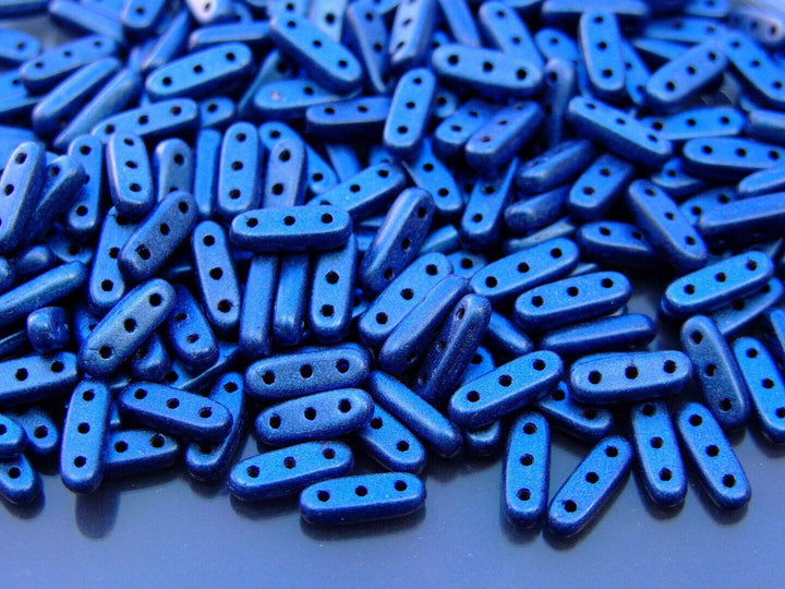 5g CzechMates Beam Czech Beads 3x10mm Metallic Suede Blue Beadacious