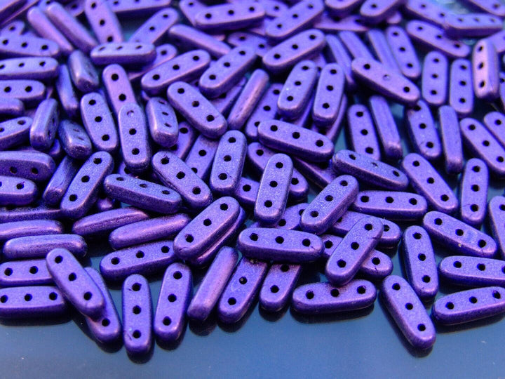 5g CzechMates Beam Czech Beads 3x10mm Metallic Suede Purple Beadacious