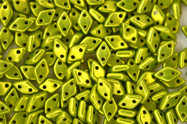 5g CzechMates Diamond Czech Beads 4x6mm Saturated Metallic Lime Punch Beadacious