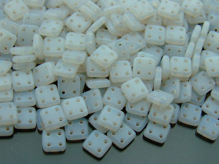 5g CzechMates QuadraTile Czech Beads 6mm Alabaster Beadacious