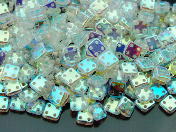 5g CzechMates QuadraTile Czech Beads 6mm Crystal AB Beadacious