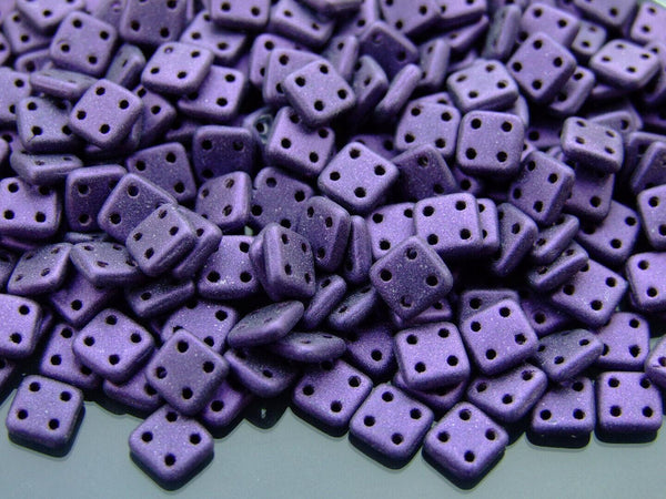 5g CzechMates QuadraTile Czech Beads 6mm Metallic Suede Purple Beadacious