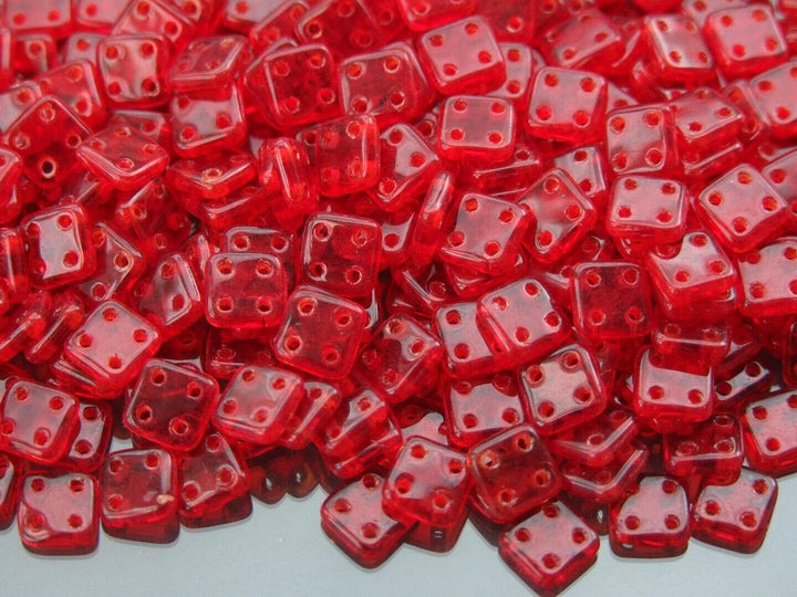 5g CzechMates QuadraTile Czech Beads 6mm Siam Ruby Beadacious